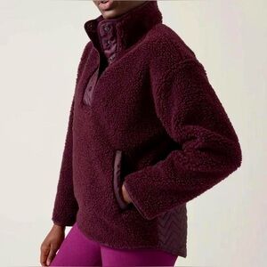 Athleta Cozy Sherpa Snap Sweatshirt - Size: L - NWT!